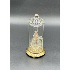 Vintage Wolfard Style Glass 6" Oil Lamp Lid 4" Brass Base Stand Glass Wick Gatco